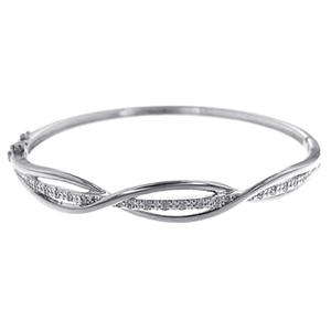 Gianni Argento Silver 1/4ctw. Diamond Swirl Bangle Bracelet