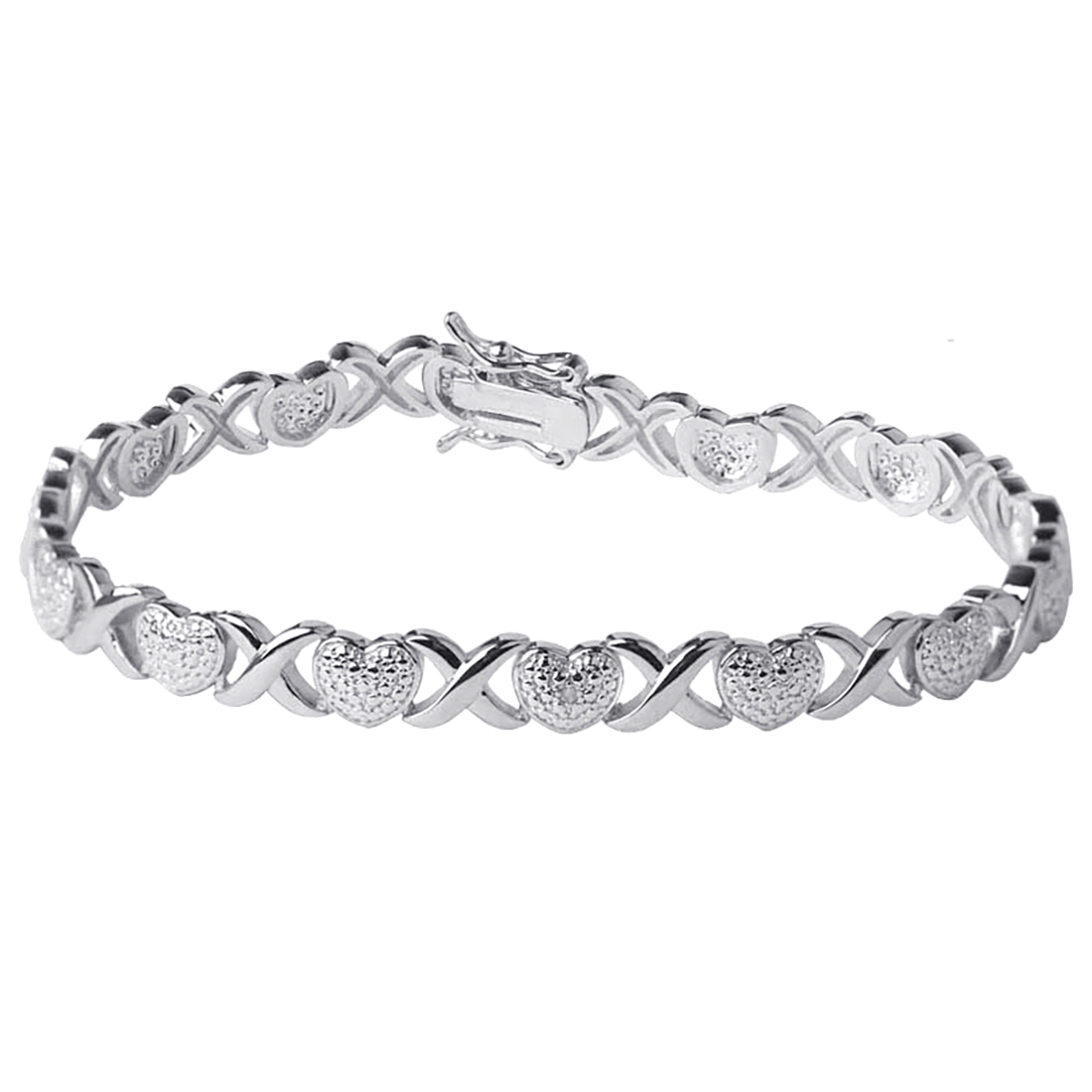 Gianni Argento 1/4ctw. Diamond X And Heart Link Bracelet