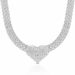 Gianni Argento 1/10ctw. Diamond Gold Plated Heart Necklace