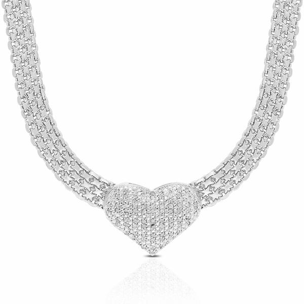 Gianni Argento 1/10ctw. Diamond Gold Plated Heart Necklace