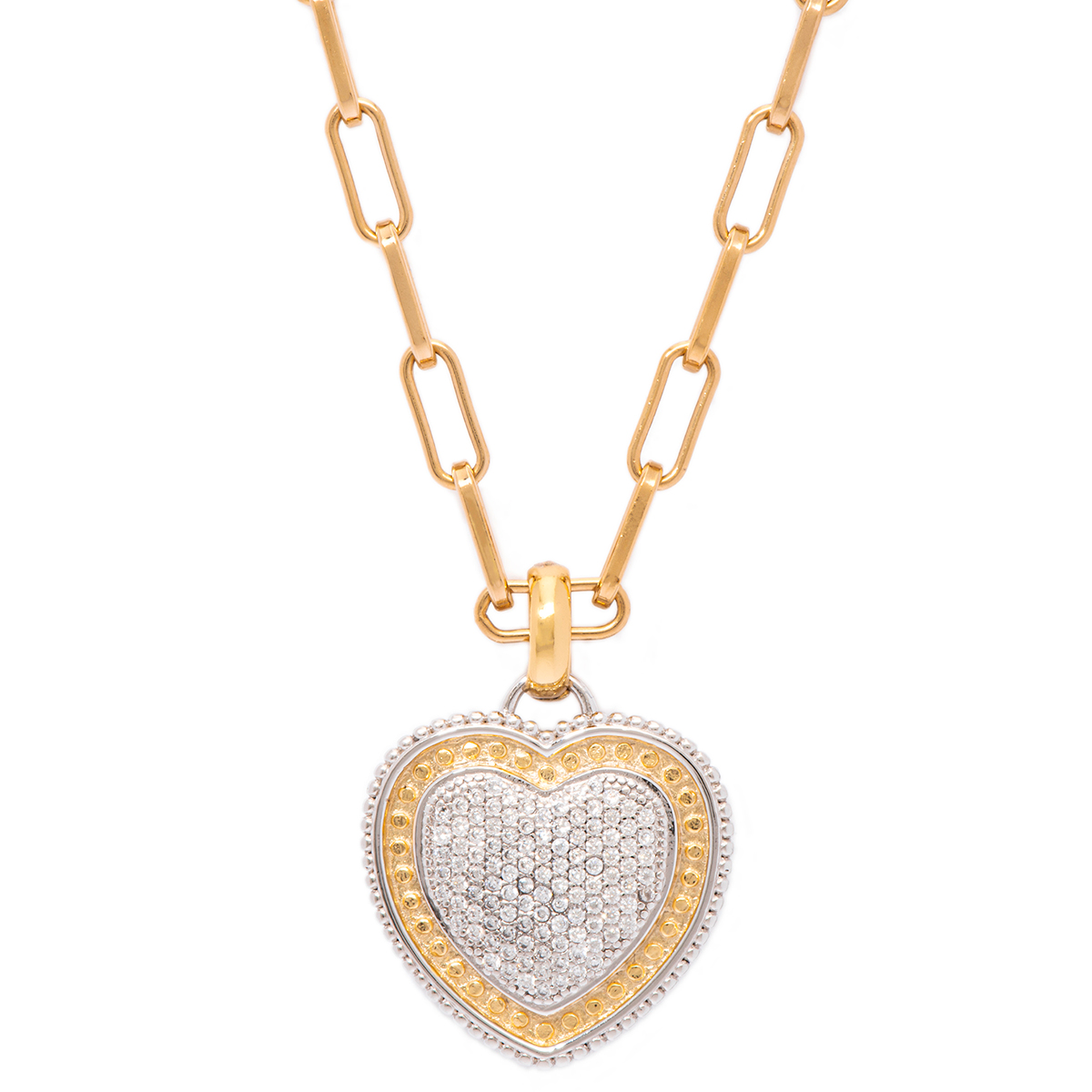Gianni Argento Diamond Heart Paperclip Pendant