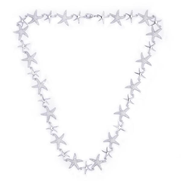 Gianni Argento Silver Plated 1/10ctw. Starfish Necklace