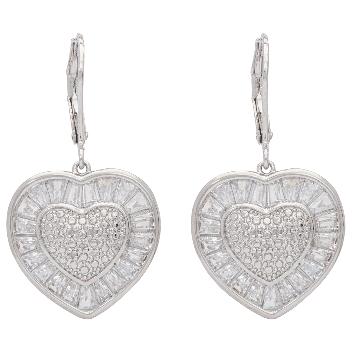 Gianni Argento Diamond & CZ Heart Earrings