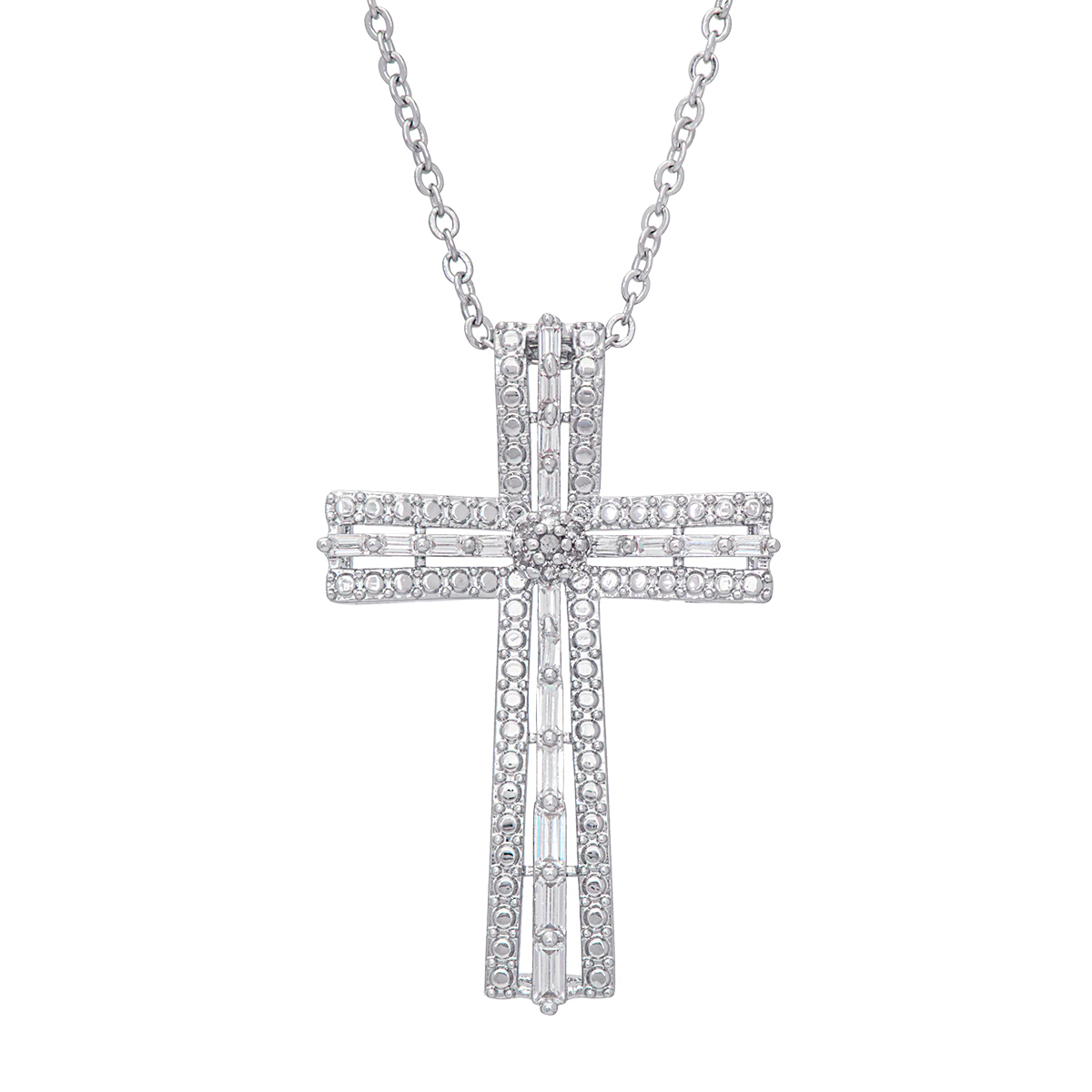 Gianni Argento Diamond Baguette Design Cross Pendant