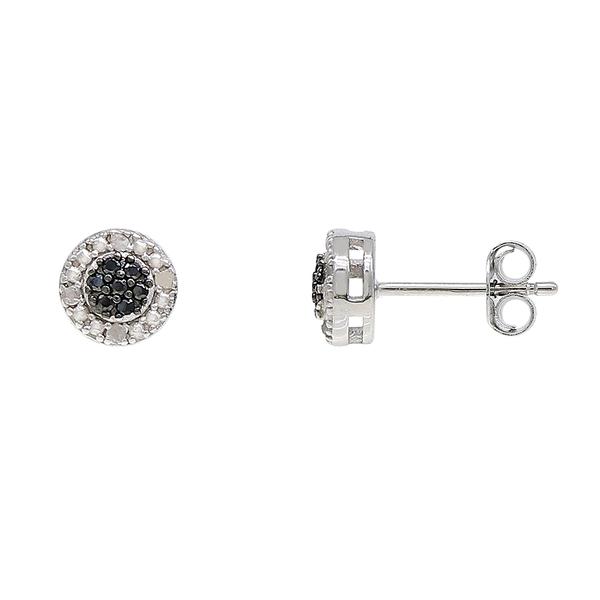 Gianni Argento Black/White Diamond CZ Stud Earrings
