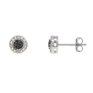 Gianni Argento Black/White Diamond CZ Stud Earrings
