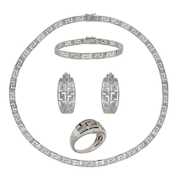 Gianni Argento 4pc. 1/4ctw. Greek Key Necklace Set