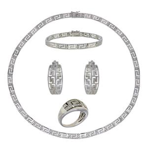Gianni Argento 4pc. 1/4ctw. Greek Key Necklace Set