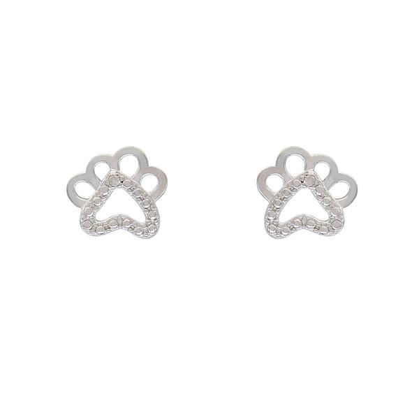 Gianni Argento Sterling Silver Diamond Accent Paw Stud Earrings