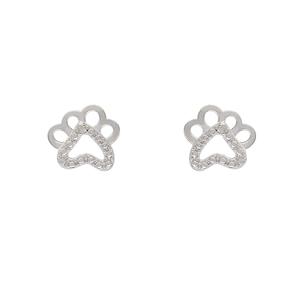 Gianni Argento Sterling Silver Diamond Accent Paw Stud Earrings