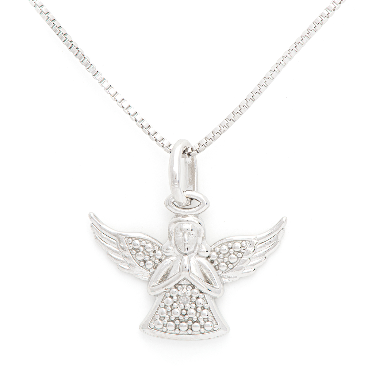 Gianni Argento Sterling Silver Diamond Accent Angel Pendant