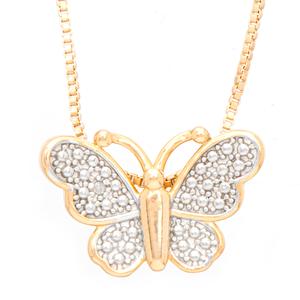 Gianni Argento Gold Diamond Butterfly Pendant Necklace