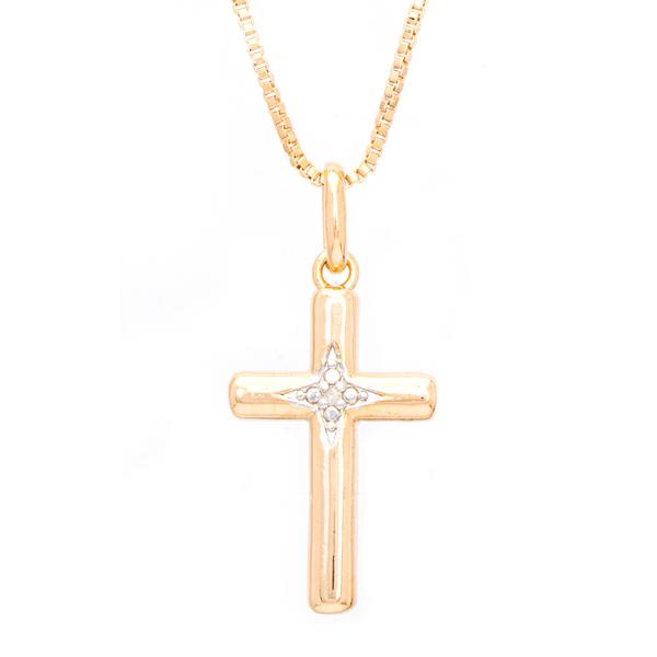 Gianni Argento Gold-Plated Diamond Cross Pendant Necklace