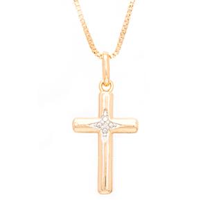 Gianni Argento Gold-Plated Diamond Cross Pendant Necklace