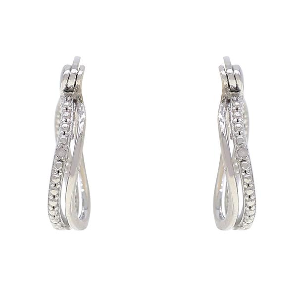 Gianni Argento Woven Infinity Diamond Accent Hoop Earrings