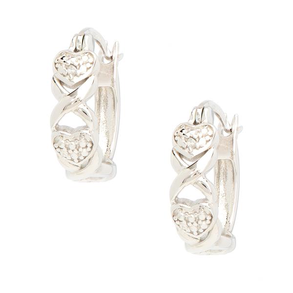 Gianni Argento Sterling Silver X and Heart Hoop Earrings