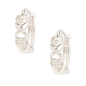 Gianni Argento Sterling Silver X and Heart Hoop Earrings
