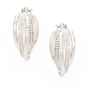 Gianni Argento Sterling Silver Diamond Accent Swirl Hoop Earrings