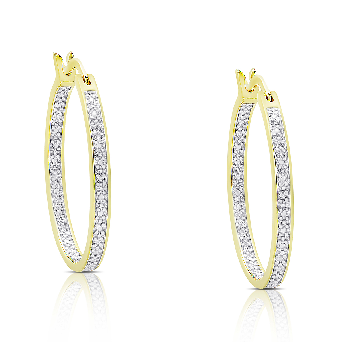 Gianni Argento Diamond Accent Thin Large Hoop Earrings