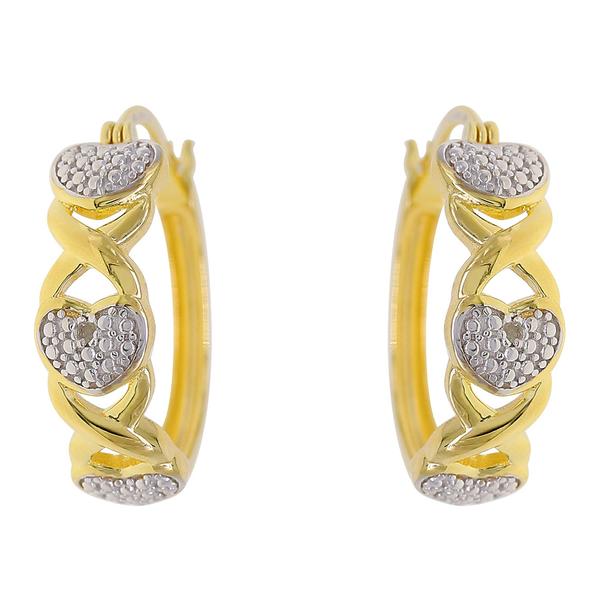 Gianni Argento Gold over Silver Heart Hoop Earrings