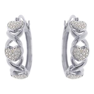 Gianni Argento Stainless Steel D/A X Heart Hoop Earrings