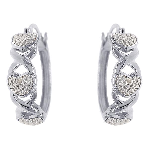 Gianni Argento Stainless Steel D/A X Heart Hoop Earrings