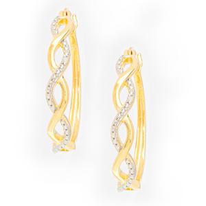 Gianni Argento Silver/Gold Diamond Accent Twist Hoop Earrings