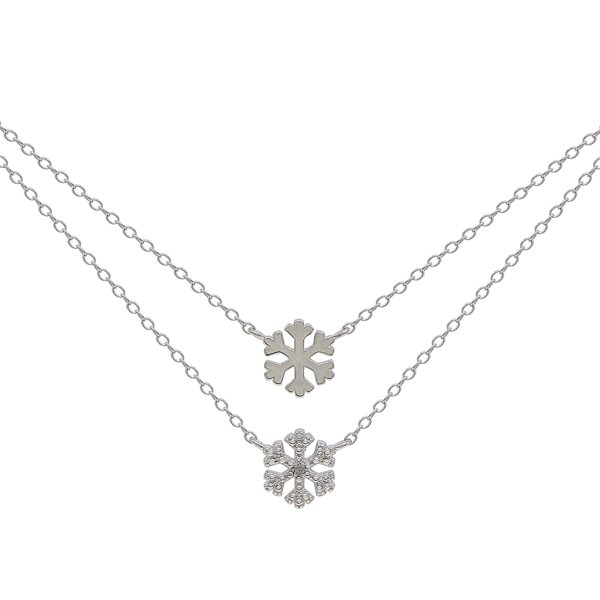 Gianni Argento Diamond Accent Snowflake Duo Necklace
