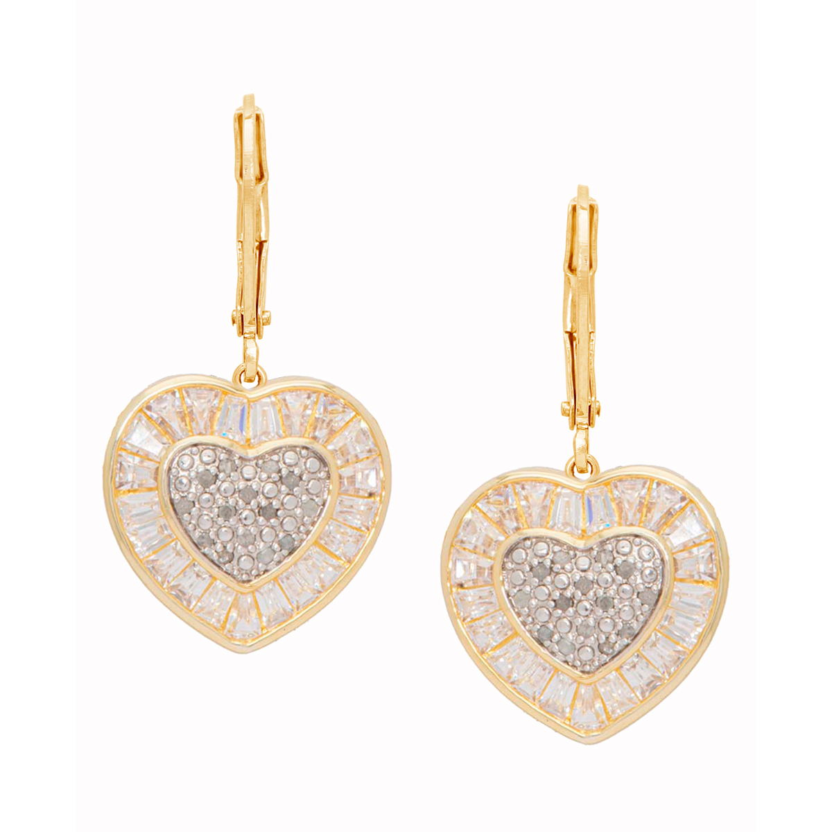 Gianni Argento CZ Heart Drop Earrings