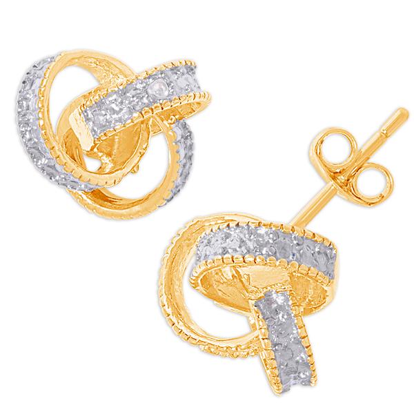 Gianni Argento Gold Sterling Diamond Accent Knot Stud Earrings