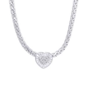 Gianni Argento 1/10ctw. CZ Heart Pendant Necklace