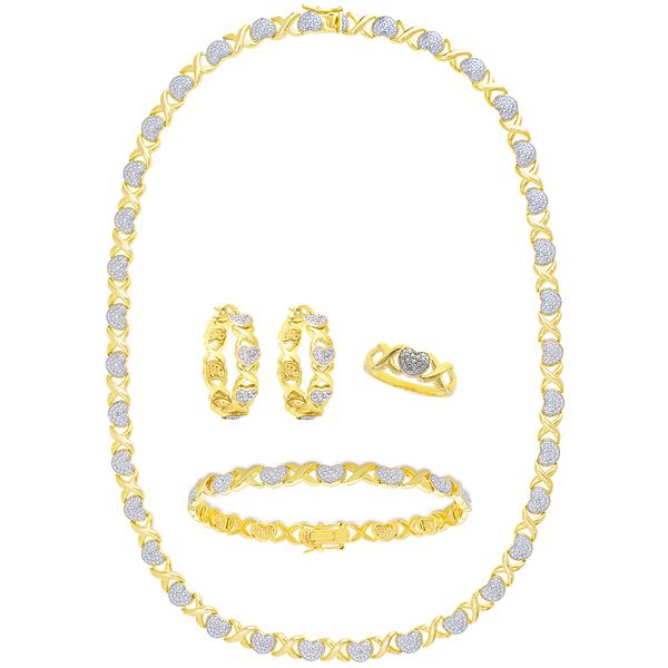 Gianni Argento 1/4ctw. Gold-Plated X Heart 4pc. Set