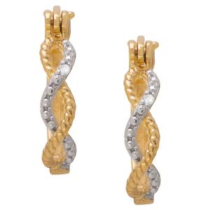 Gianni Argento Gold over Silver Diamond X-Heart Hoop Earrings
