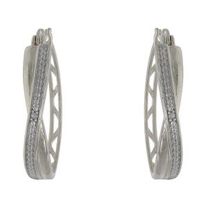 Gianni Argento Sterling Silver Diamond Accent Twist Hoop Earrings