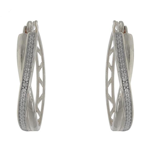 Gianni Argento Sterling Silver Diamond Accent Twist Hoop Earrings