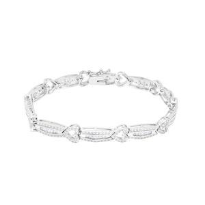 Gianni Argento Diamond Baguette and Heart Link Bracelet