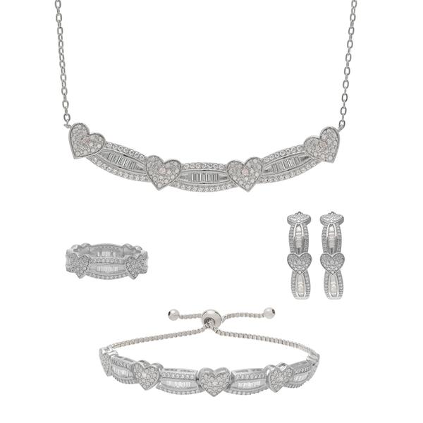 Gianni Argento 4pc. White Gold 0.1ctw. Diamond Heart Set