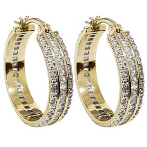 Gianni Argento Gold Plated Baguette Hoop Earrings