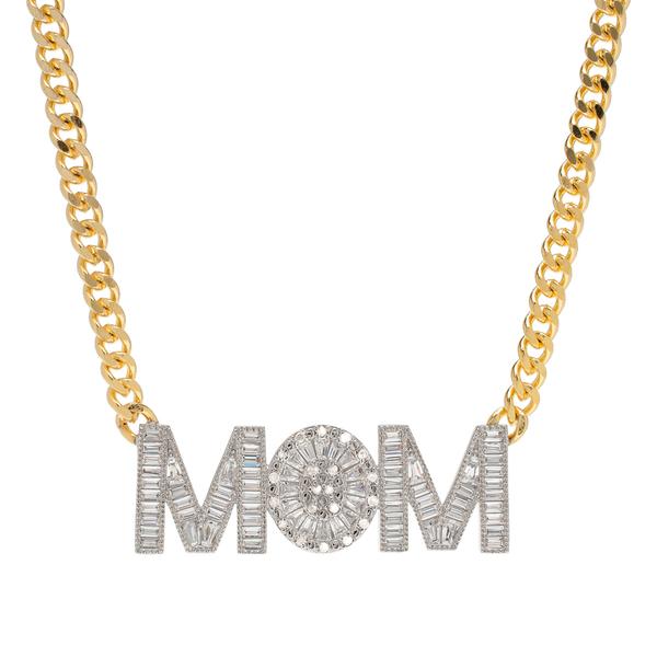 Gianni Argento Gold Plated CZ MOM Necklace