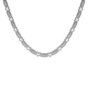 Gianni Argento Silver Plated Diamond Baguette Heart Link Necklace
