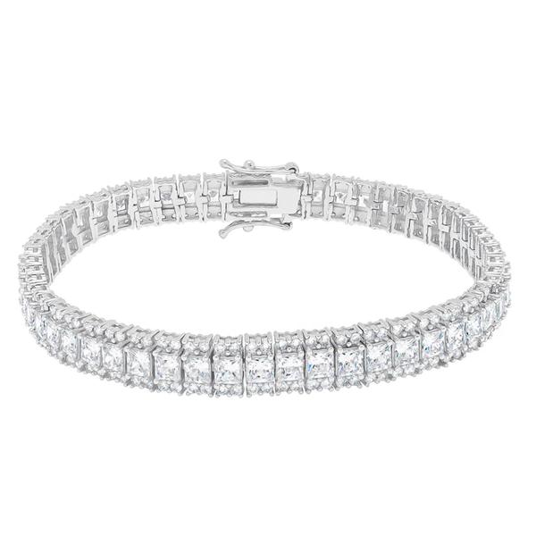Gianni Argento Silver Plated Diamond Baguette Tennis Bracelet
