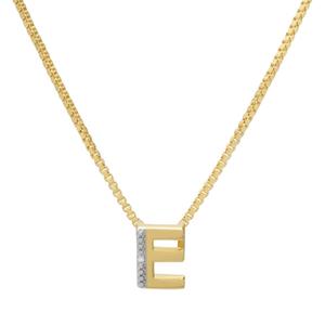 Gianni Argento 14kt. Gold Plated Diamond Accent E Pendant