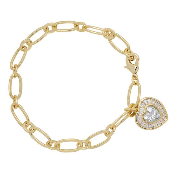 Gianni Argento Gold Plated 1/10ctw. Diamond Heart Charm Bracelet