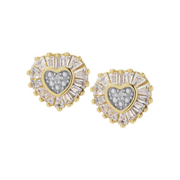 Gianni Argento Diamond Accent Baguette Heart Stud Earrings