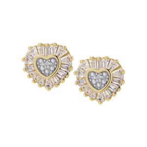 Gianni Argento Diamond Accent Baguette Heart Stud Earrings