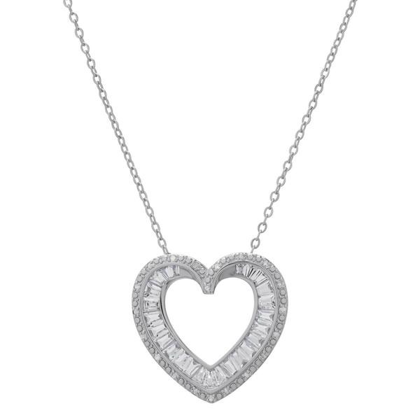 Gianni Argento Silver Plated Diamond Open Heart Pendant