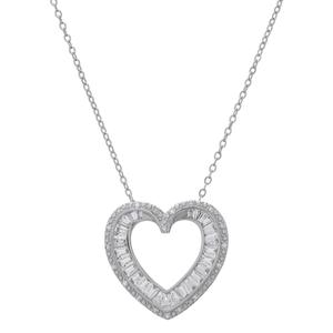 Gianni Argento Silver Plated Diamond Open Heart Pendant
