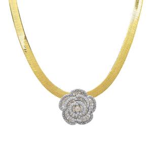 Gianni Argento 1/10ctw. Diamond Baguette Flower Motif Necklace alternate view