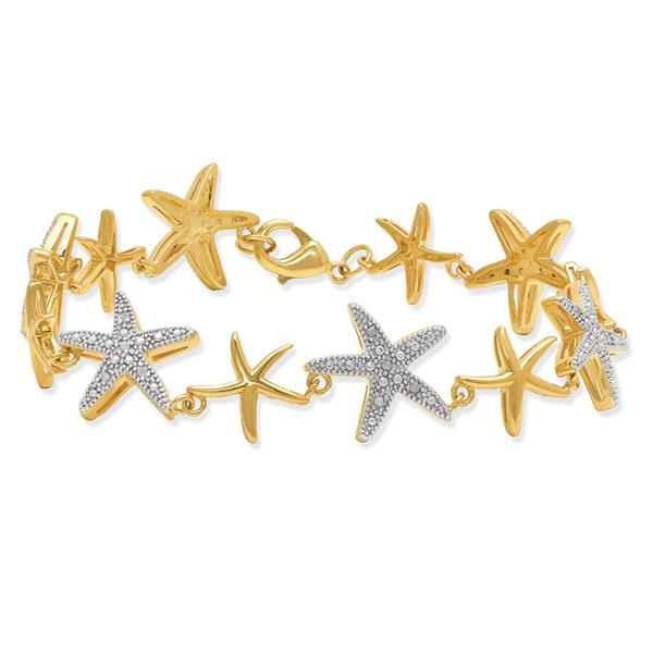 Gianni Argento Gold Plated Diamond Starfish Link Bracelet