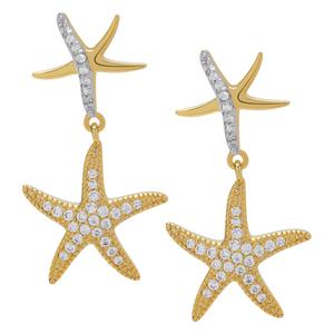 Gianni Argento 1/10ctw. Diamond Gold Starfish Drop Earrings